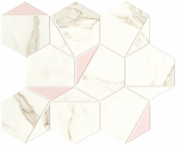 Мозаика Marvel Shine Calacatta Prestigio Rose Hex Silk (A4WS) 25.1x29 от Atlas Concorde (Италия)