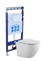 Комплект унитаз с инсталляцией и сиденьем микролифт Aquatek Европа Set AQUATEK ЕВРОПА Easy Fix безободковый