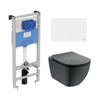 Комплект унитаз с инсталляцией, кнопкой и сиденьем микролифт Ideal Standard Tesi T3868V3/115AC безободковый