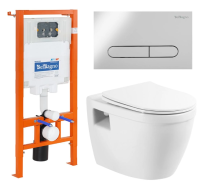 Комплект унитаз с инсталляцией и кнопкой BelBagno Loto BB070CHR/SC/BB002-80/BB005-PR-CHROME