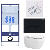 Комплект унитаз с инсталляцией, кнопкой и сиденьем Aquatek Лея SET AQUATEK ЛЕЯ Т-017 4в1