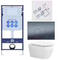 Комплект унитаз с инсталляцией, кнопкой и сиденьем Aquatek Лея SET AQUATEK ЛЕЯ Т-035 4в1