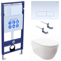 Комплект унитаз с инсталляцией, кнопкой и сиденьем микролифт Aquatek Поларис SET AQUATEK ПОЛАРИС-013 4в1