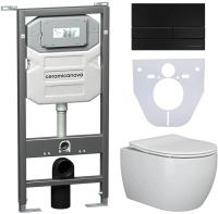 Комплект унитаз с инсталляцией, кнопкой и сиденьем Ceramica Nova Play CN3001_1002B_1000