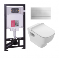 Комплект унитаз с инсталляцией, кнопкой и сиденьем Jacob Delafon Struktura E21741RU-00