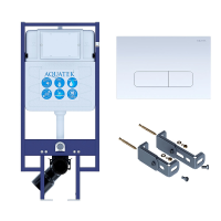 Инсталляция для унитаза Aquatek INS-0000020, кнопка смыва белая + крепеж