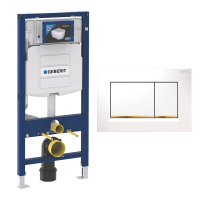 Инсталляция для унитаза Geberit Duofix UP320 111.300.00.5, кнопка смыва белая/золото