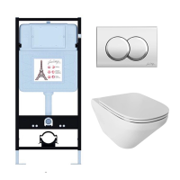 Комплект унитаз с инсталляцией, кнопкой и сиденьем Jacob Delafon Modern Life E21775RU-CP