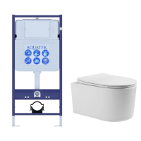 Комплект унитаз с инсталляцией и сиденьем микролифт Aquatek Мия SET AQUATEK МИЯ безободковый