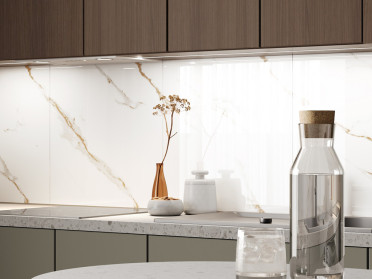 Керамогранит Calacatta Sharp Gold Белый Полированный 80x80 от Ceradim (Индия)