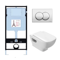 Комплект унитаз с инсталляцией, кнопкой и сиденьем Jacob Delafon Struktura EDF103-CP