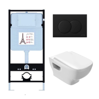 Комплект унитаз с инсталляцией, кнопкой и сиденьем Jacob Delafon Struktura EDE103-BL