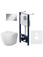 Комплект унитаз с инсталляцией, кнопкой и сиденьем микролифт AM.PM Like IS49051.801900 безободковый