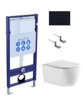 Комплект унитаз с инсталляцией с кнопкой Aquatek Европа SET AQUATEK ЕВРОПА cmp017 безободковый