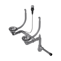 Арматура с клапаном-автоматом для двухчашевых моек Omoikiri WK-2-R-A-IN 4956506 нержавеющая сталь