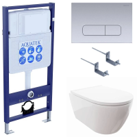 Комплект унитаз с инсталляцией, кнопкой и сиденьем микролифт Aquatek Поларис SET AQUATEK ПОЛАРИС-014 4в1