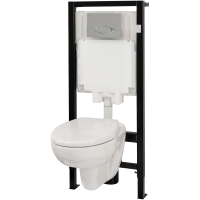 Комплект унитаз с инсталляцией, кнопкой и сиденьем микролифт Jacob Delafon Brive E21733RU-00