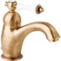 Смеситель на раковину Cezares Margot MARGOT-LSM1-A-02-Bi бронза ручка белая