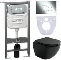 Комплект унитаз с инсталляцией, кнопкой и сиденьем Ceramica Nova Metropol CN4002MB_1001CH_1000
