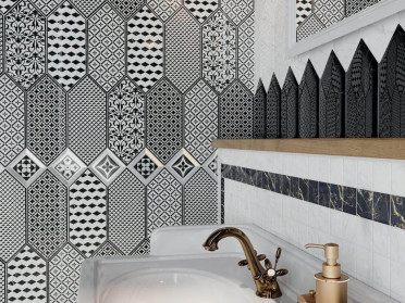 Вставка Келуш 1 грань черно-белый (TOC004) 9.8x9.8 от Kerama Marazzi (Россия)