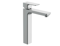 Смеситель для раковины Cersanit Geo латунь хром высокий, клик клак (63043)