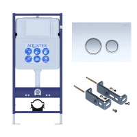 Инсталляция для унитаза Aquatek INS-0000012, кнопка смыва белая/хром + крепеж