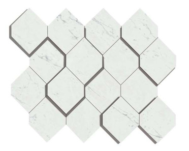 Мозаика керамогранит Marvel Stone Carrara Pure Mosaico Esagono 3D (AS4A) 28.2x35.3 от Atlas Concorde (Италия)
