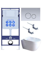 Комплект унитаз с инсталляцией, кнопкой и сиденьем микролифт Aquatek Поларис SET AQUATEK ПОЛАРИС-01-019 4в1 безободковый