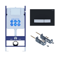 Инсталляция для унитаза Aquatek Slim INS-0000014, кнопка смыва черная + крепеж