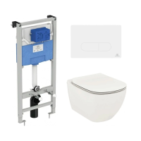 Комплект унитаз с инсталляцией, кнопкой и сиденьем Ideal Standard Tesi T3868V1/115AC