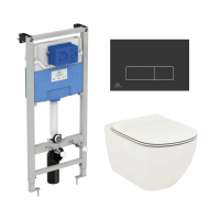 Комплект унитаз с инсталляцией, кнопкой и сиденьем Ideal Standard Tesi T3868V1/121A6