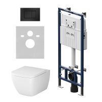 Комплект унитаз с инсталляцией, кнопкой и сиденьем микролифт AM.PM Gem IS100238.901701 безободковый