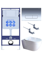 Комплект унитаз с инсталляцией, кнопкой и сиденьем микролифт Aquatek Поларис SET AQUATEK ПОЛАРИС-01-016 4в1 безободковый