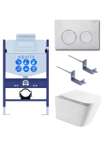 Комплект унитаз с инсталляцией, кнопкой и сиденьем микролифт SET AQUATEK ЛИБРА T-TDI002 безободковый