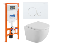 Комплект унитаз с инсталляцией и кнопкой BelBagno Uno BB3105CHR/SC/BB002-80/BB014-SR-BIANCO