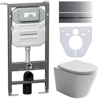 Комплект унитаз с инсталляцией, кнопкой и сиденьем Ceramica Nova Balearica CN6000_1002M_1000