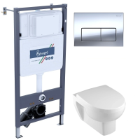 Комплект унитаз с инсталляцией, кнопкой и сиденьем микролифт Jacob Delafon Odeon Up E4764-00+8409K-00+BE.53113.01+BE.015B