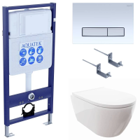 Комплект унитаз с инсталляцией, кнопкой и сиденьем микролифт Aquatek Поларис SET AQUATEK ПОЛАРИС-022 4в1