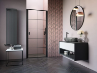 Душевая дверь в нишу правосторонняя Radaway NES DWJ I 80 см. профиль черный, стекло прозрачное