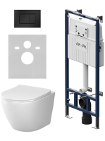 Комплект унитаз с инсталляцией, кнопкой и сиденьем микролифт AM.PM Like IS100238.801900 безободковый