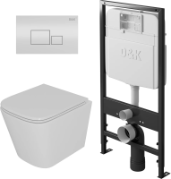 Комплект унитаз с инсталляцией, кнопкой и сиденьем микролифт D&K Berlin DS1431602 безободковый