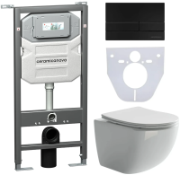 Комплект унитаз с инсталляцией, кнопкой и сиденьем Ceramica Nova Forma CN3009_1002B_1000