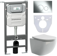 Комплект унитаз с инсталляцией, кнопкой и сиденьем Ceramica Nova Forma CN3009_1001CH_1000