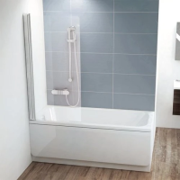 Шторка для ванны Ravak Chrome 80 см. профиль белый, стекло прозрачное