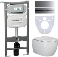 Комплект унитаз с инсталляцией, кнопкой и сиденьем Ceramica Nova Play CN3001_1002M_1000