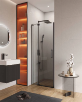 Душевая дверь в нишу Cezares Slider 80 см. профиль черный, стекло прозрачное