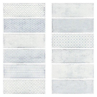 Настенная плитка Arles Snow Decor Mix (12 дизайнов) глянцевая 10x30 от Fabresa (Испания)
