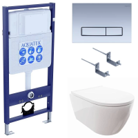 Комплект унитаз с инсталляцией, кнопкой и сиденьем микролифт Aquatek Поларис SET AQUATEK ПОЛАРИС-024 4в1