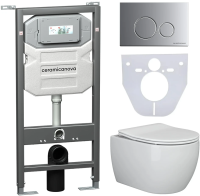 Комплект унитаз с инсталляцией, кнопкой и сиденьем Ceramica Nova Play CN3001_1001M_1000