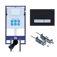 Инсталляция для унитаза Aquatek Slim INS-0000020, кнопка смыва черная + крепеж